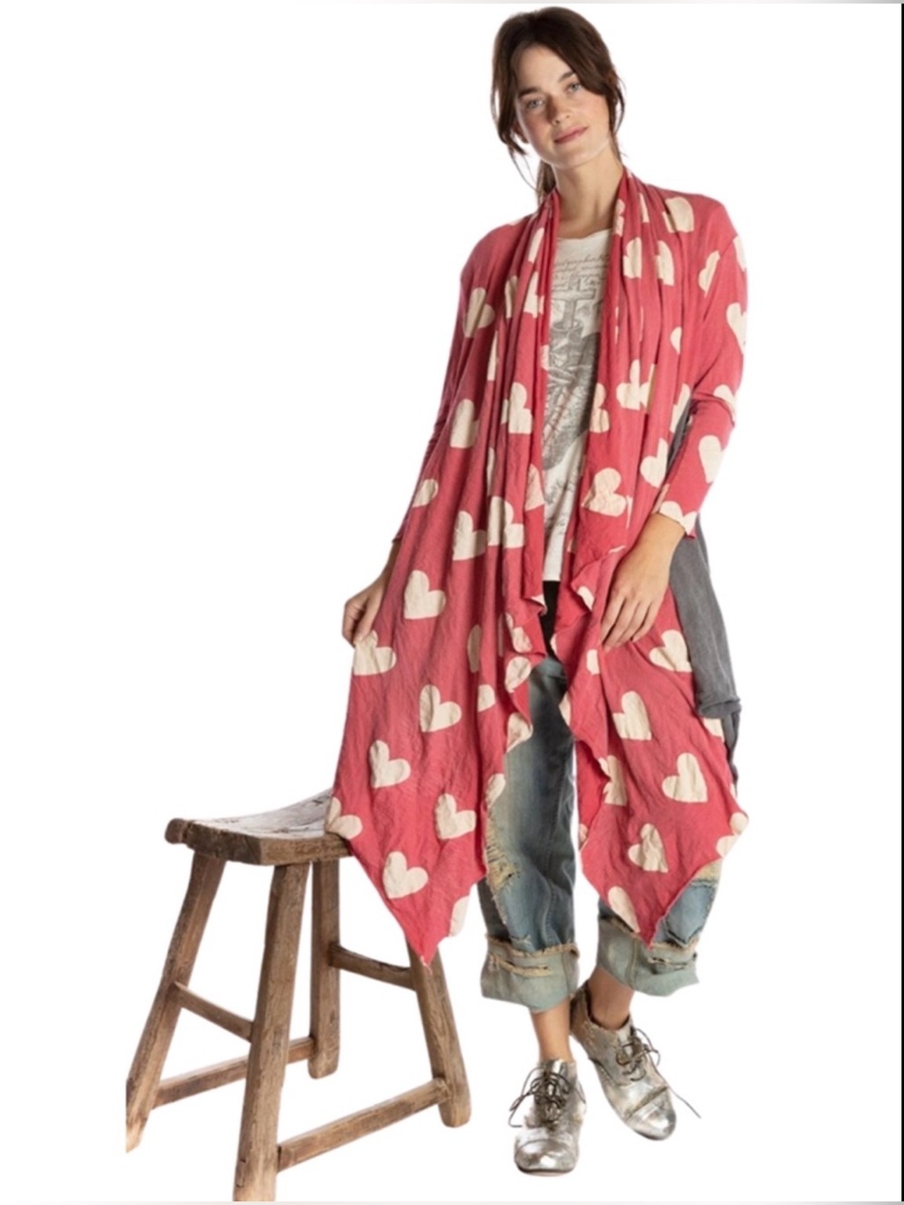 Magnolia Pearl Gandhi Love Karesa Cardi Hearts Stargazer w/ Graphic Hearts